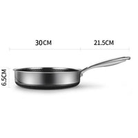 Stainless Steel Frying Pan Non-Stick Cooking Frypan Cookware 30cm Honeycomb Double Sided