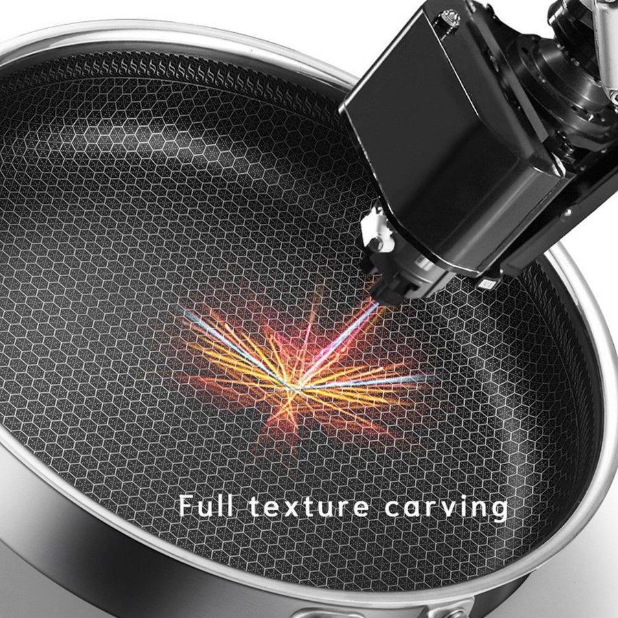 Stainless Steel Frying Pan Non-Stick Cooking Frypan Cookware 30cm Honeycomb Single Sided