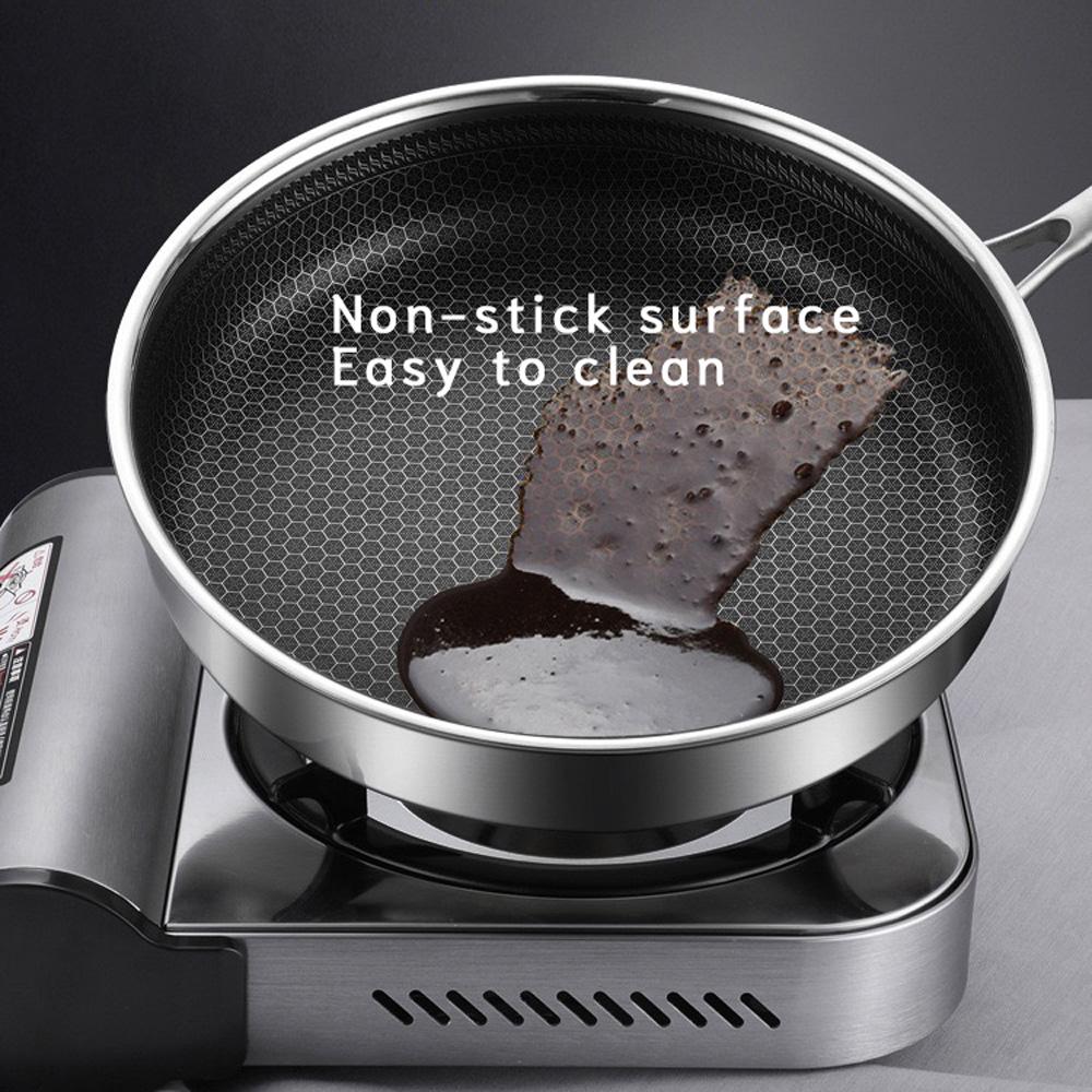 304 Stainless Steel Frying Pan Non-Stick Cooking Frypan Cookware 32cm Honeycomb SingleSided