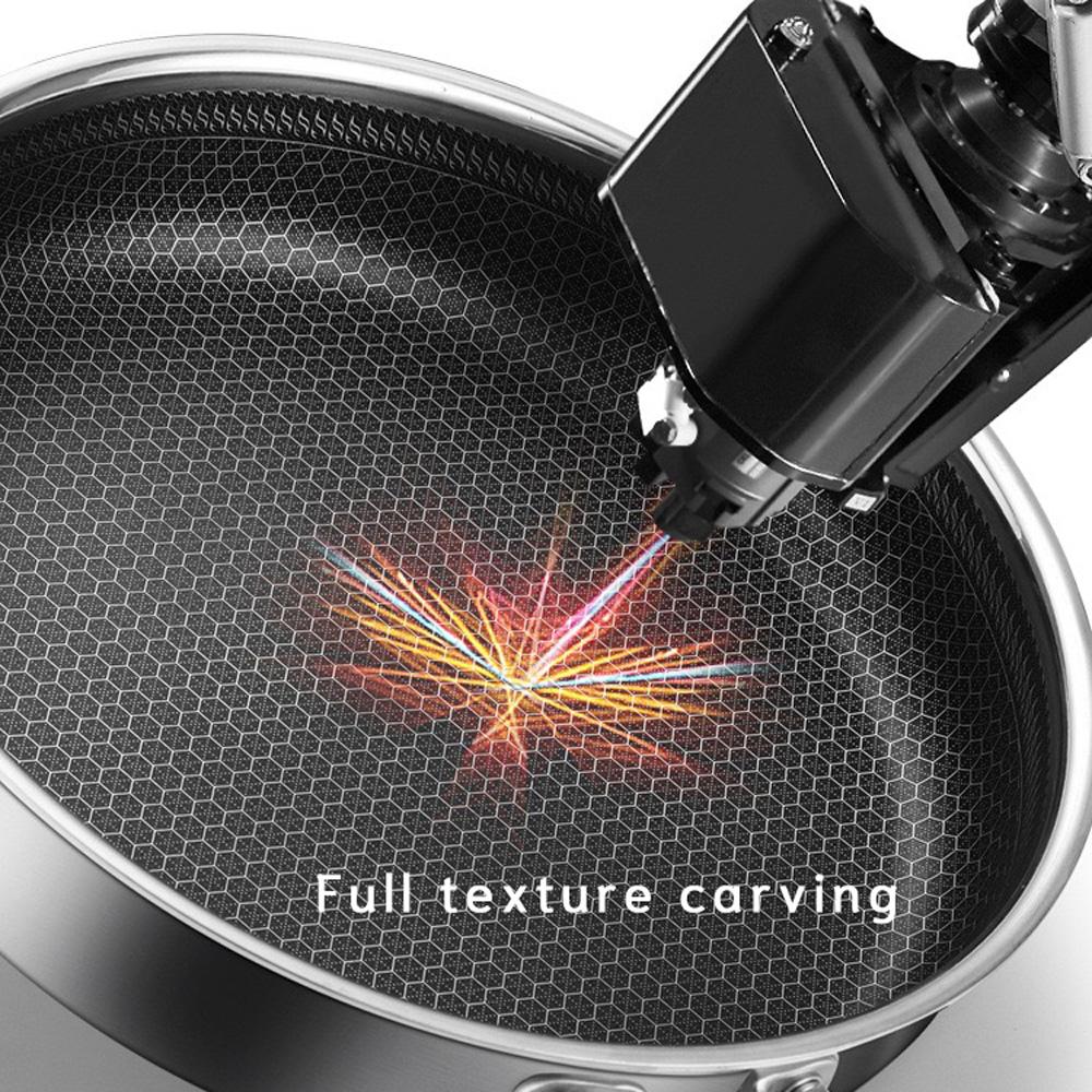 316 Stainless Steel Frying Pan Non-Stick Cooking Frypan Cookware 32cm Honeycomb Single Sided without lid