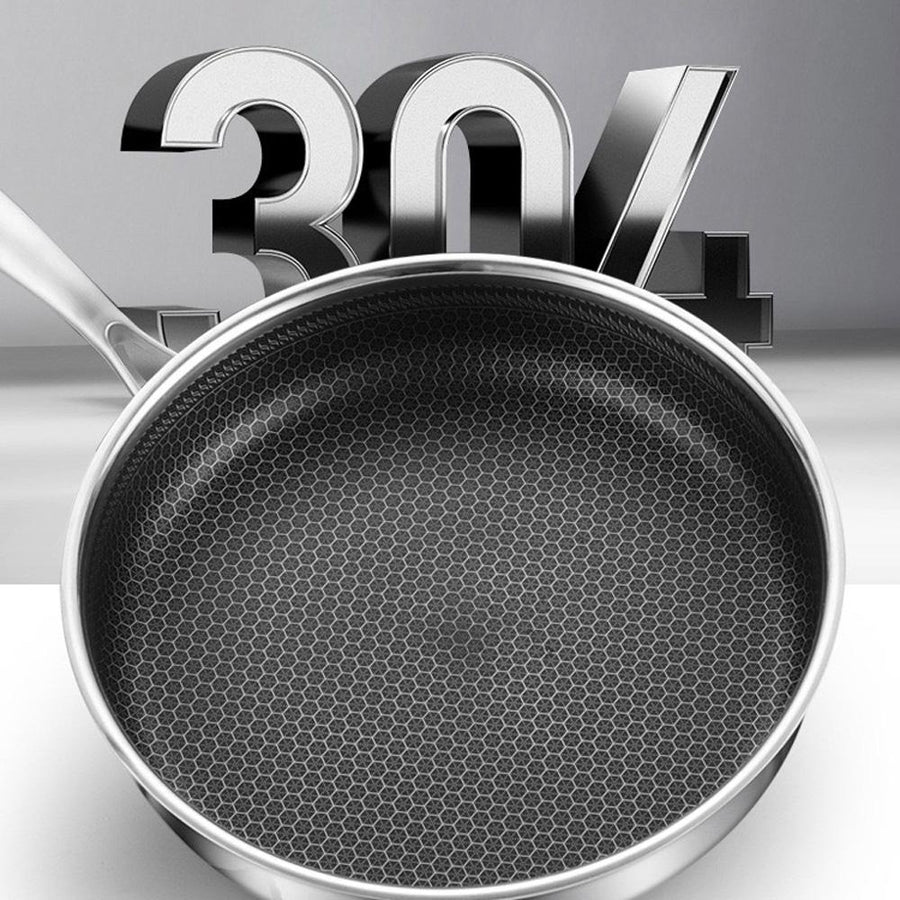 316 Stainless Steel Frying Pan Non-Stick Cooking Frypan Cookware 32cm Honeycomb Single Sided without lid