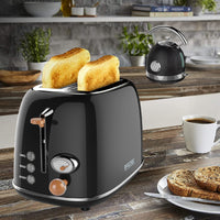 2-Slice Black Toaster Bread Reheat Retro