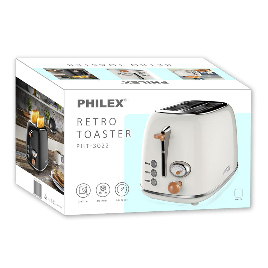 2-Slice White Toaster Bread Reheat Retro