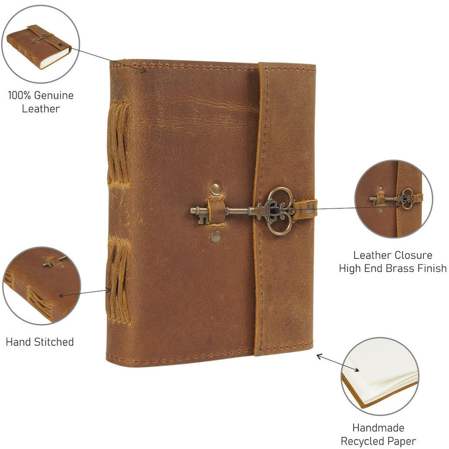 Vintage Leather Journal Recycled Paper Journal Notebook