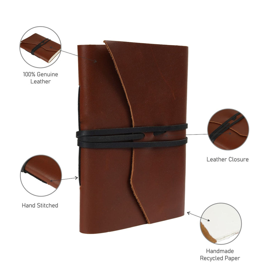 Vintage Leather Journal Recycled Paper Journal Notepad