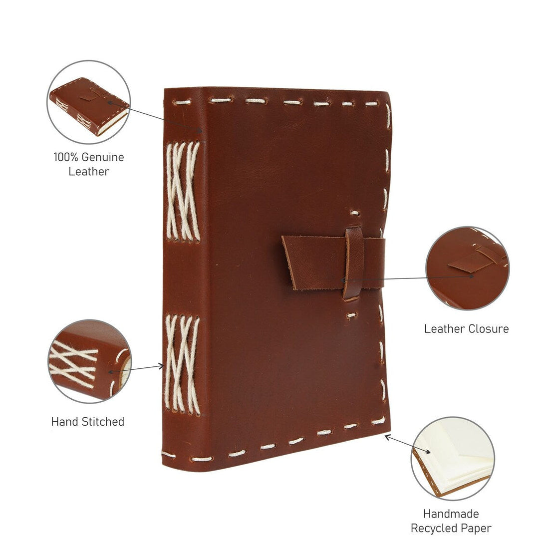 Vintage Leather Journal Recycled Paper Journal Notepad