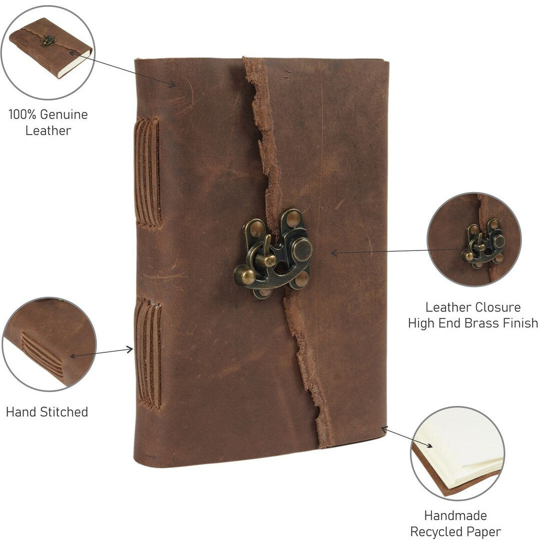 Vintage Leather Journal Recycled Paper Journal Notepad