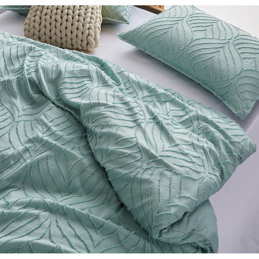 Tufted Ultra Soft Microfiber Quilt Cover Set Single Sage Green