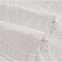 Lisbon Quilted 3 Pieces Embossed Coverlet Set queen/king white