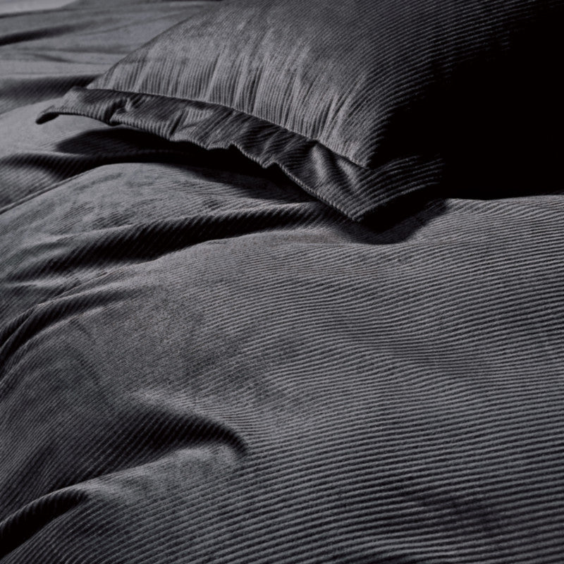 Corduroy Velvet Super King Bed Quilt Cover Set Charcoal