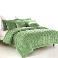 Augusta Faux Mink Quilt Comforter Set Sage Double