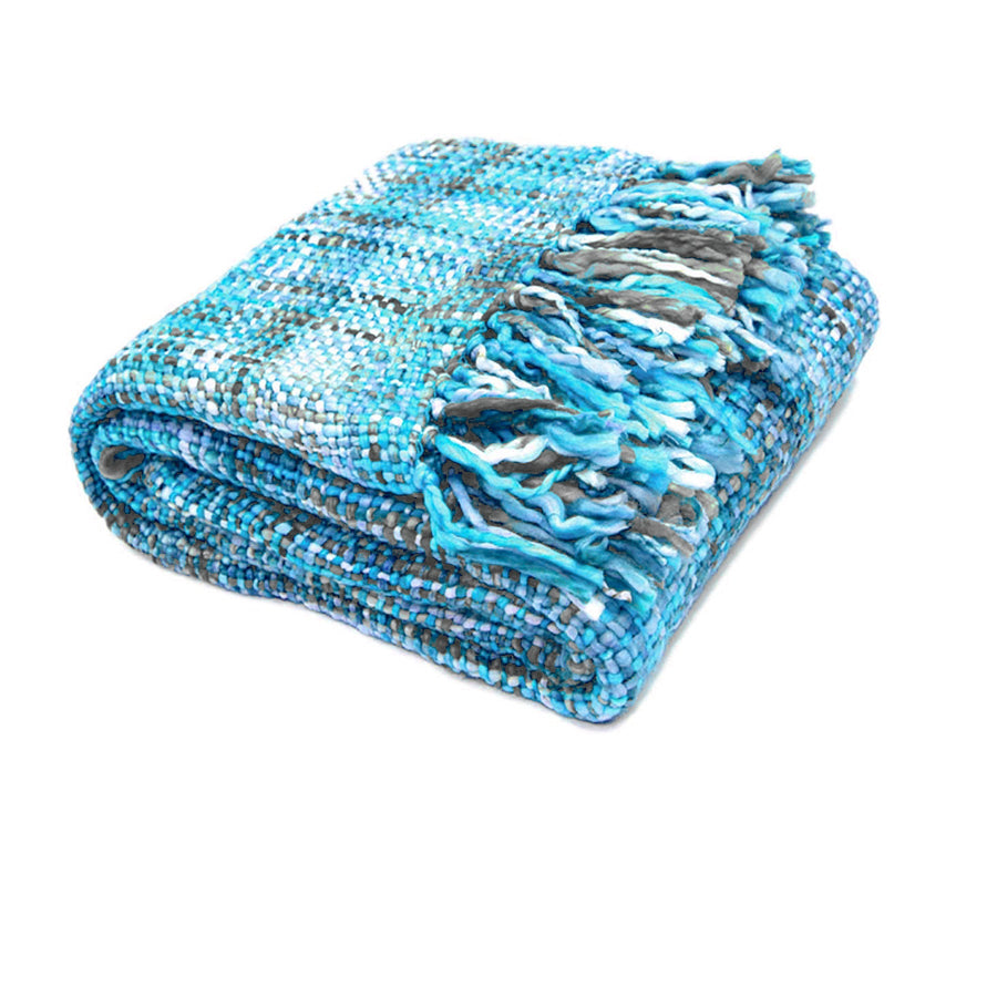 Knitted Weave Throw 127x152cm - Aqua Marine