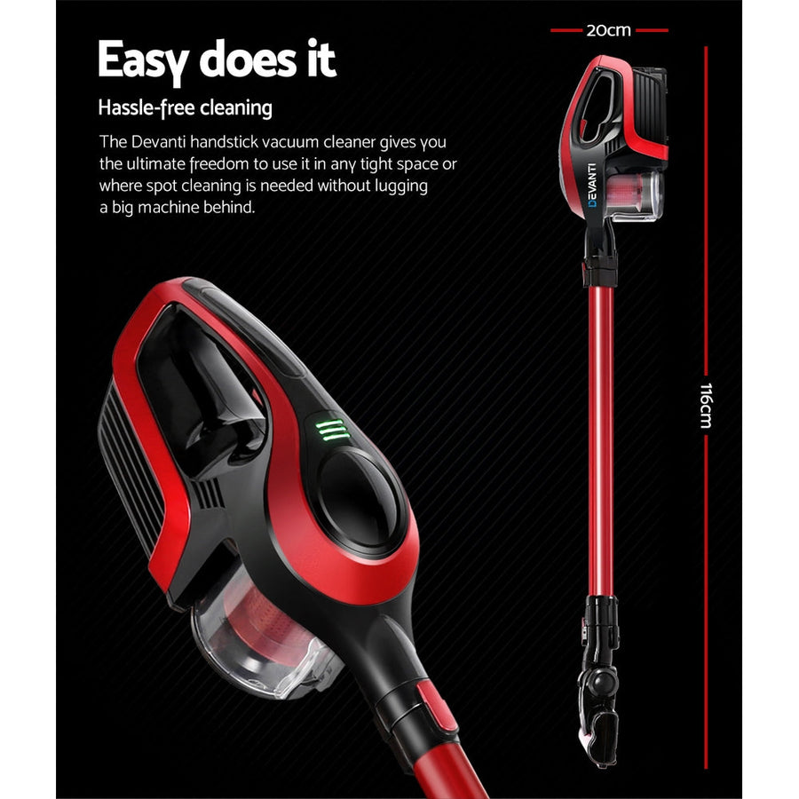 Cordless Stick Vacuum Cleaner - Black and Red