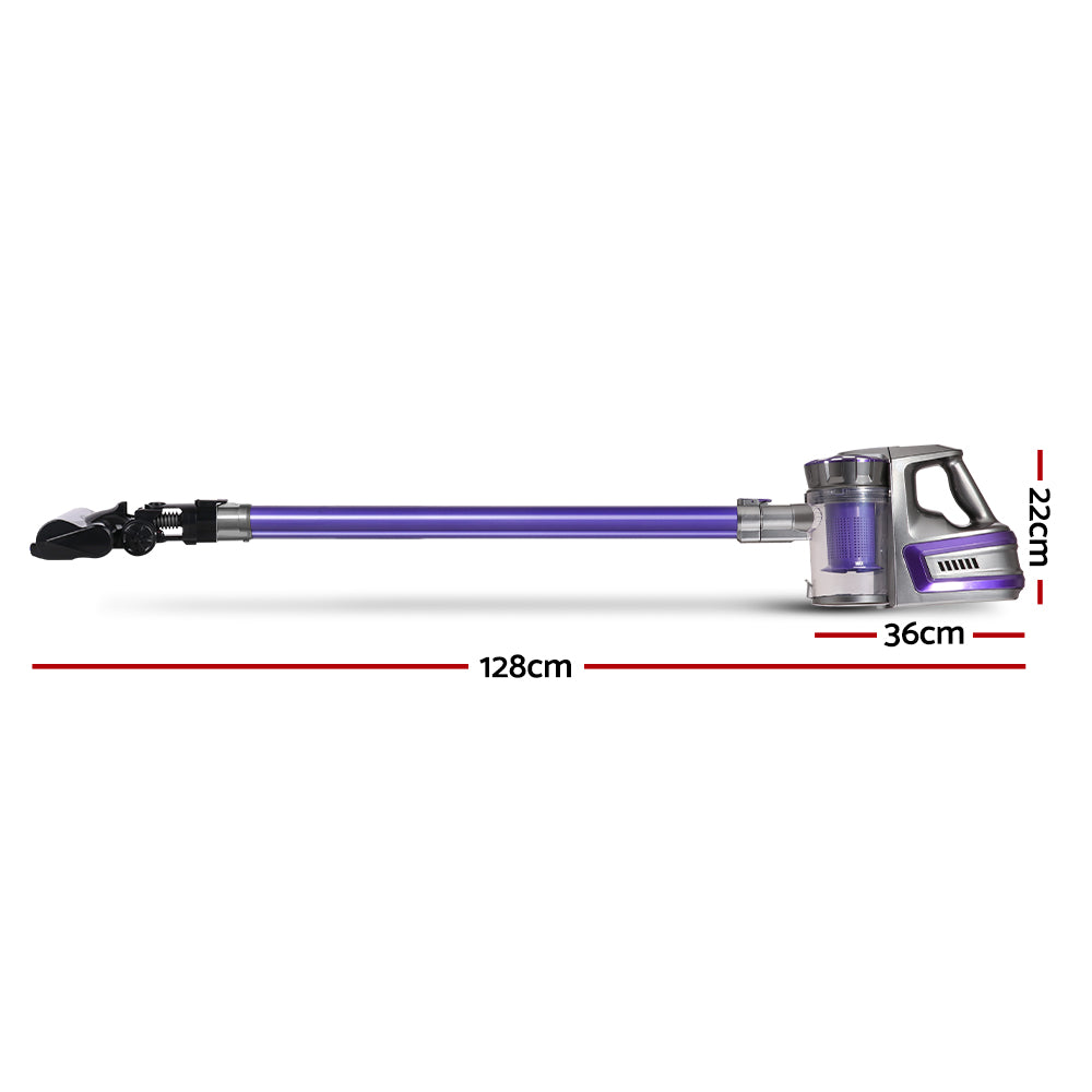 150W Stick Handstick Handheld Cordless Vacuum Cleaner 2-Speed with Headlight Purple