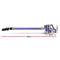 150W Stick Handstick Handheld Cordless Vacuum Cleaner 2-Speed with Headlight Purple